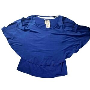 Artex Criss Cross Back Blouse XL NWT Royal‎ Blue Layered Office Resort Vacation